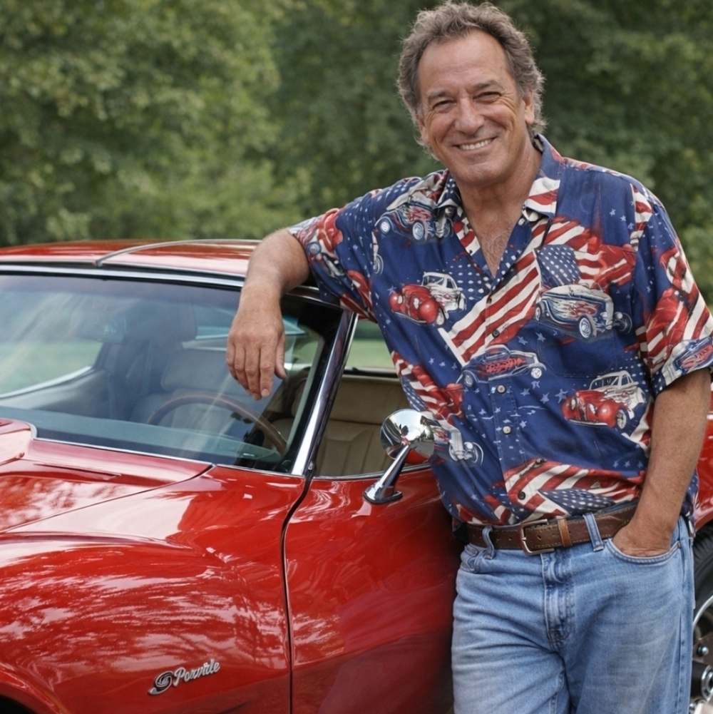 North River Outfitters USA Classic Cars Vintage Button Shirt Size XL